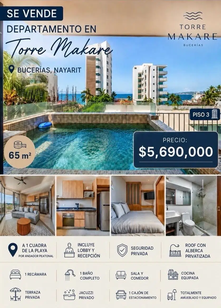 Departamento en venta — Playas de Huanacaxtle, Bucerias — fotografía 1