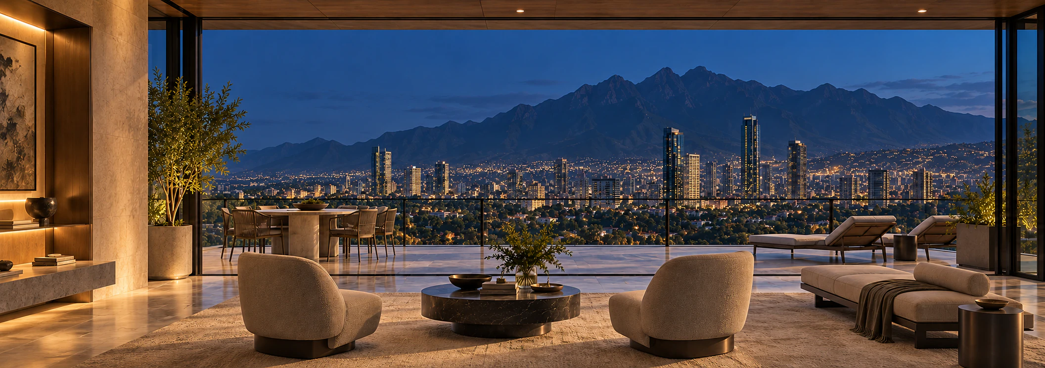 Residencia elevada con vista urbana y Sierra Madre