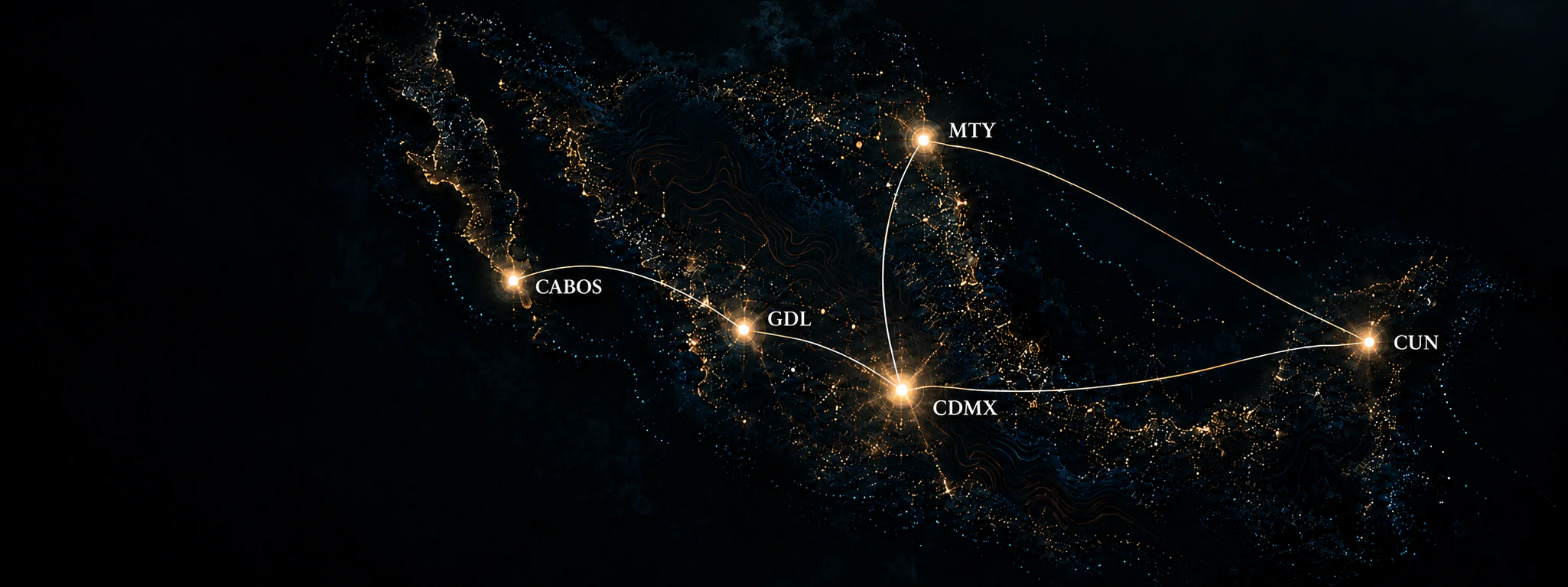 Mapa conceptual de México con las ciudades conectadas por DV